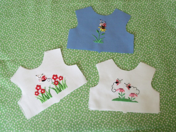 18 Inch size / Farmcookies Embroidered Ladybug Bodice Fronts / Linings Included / Sewing for 18" American Girl Doll Clothes