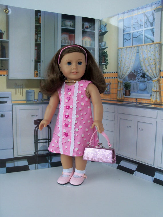 Fits Like American Girl® Doll Clothes / Summer Dress and Doll Purse / 18 Inch Doll Clothes by Farmcookies