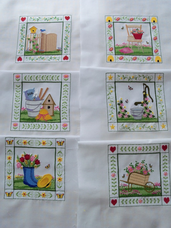 Elaborate Garden Block Quilt Squares Made to Order
