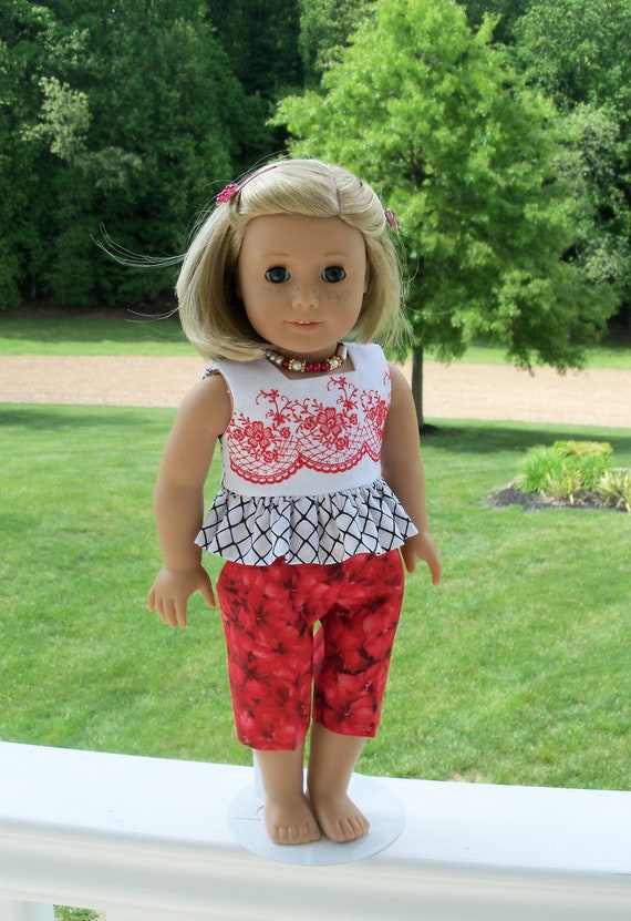 Fits Like American Girl Doll Clothes / Farmcookies Summer Top and Capri Sets / 18 Inch Doll Clothes for American Girl