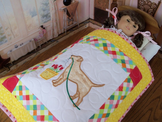 Farmcookies Embroidered Keepsake Heirloom Quilt for 18" American Girl Doll / Like American Girl Doll Clothes and Bedding