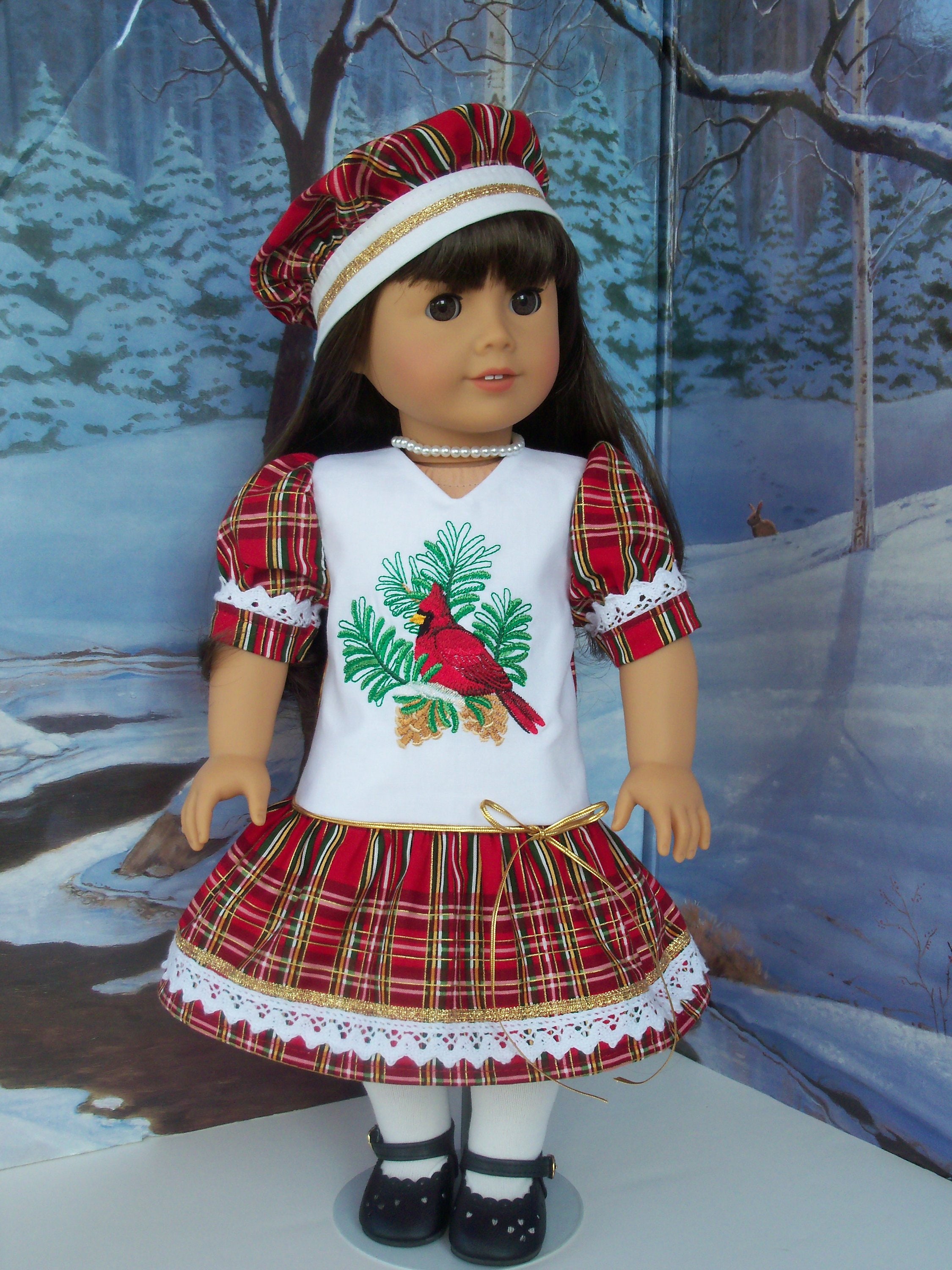 18 Inch DOLL CLOTHES / Victorian Holiday Dress and Beret ...