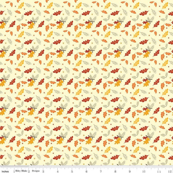 Half Yard Small Scale Doll Clothes FABRIC / Awesome Autumn Leaves Cream / Item Number: C12173