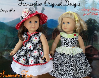 Patrón de costura en PDF / DIVERSIÓN DE VERANO / Farmcookies - Descarga instantánea - Patrón de ropa para muñecas de 45 cm para American Girl®