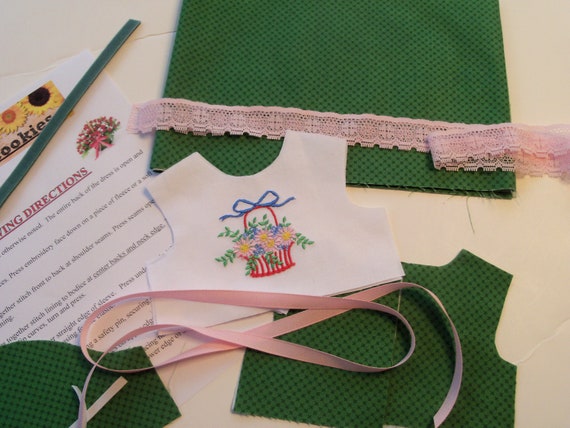 18" Size /COMPLETE SEWING KIT for 18 Inch Doll Clothes / Farmcookies Embroidered Dress Kit / Fits Like American Girl Doll Clothes