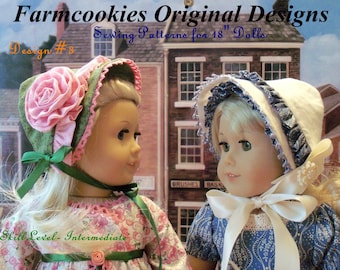 PDF Sewing Pattern/  4 Historical Bonnets / for American Girl® or Other 18" Dolls/ Fits Like American Girl Doll Clothes Pattern