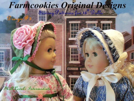PDF Sewing Pattern/ 4 Historical Bonnets / for American Girl® or Other 18" Dolls/ Fits Like American Girl Doll Clothes Pattern