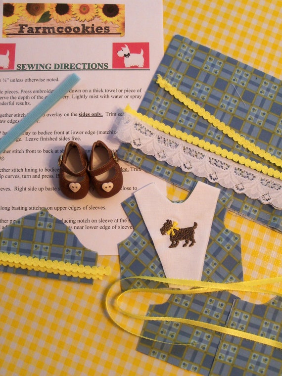 FREE SHOES / 14" COMPLETE SEWiNG KiT for 14 Inch Doll Clothes / Embroidered Dress Kit / Fits Like American Girl Wellie Wisher Doll Clothes