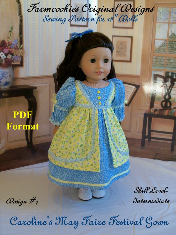 PDF Sewing Pattern /Regency May Faire Festival Gown/ Sewing Pattern Fits American Girl® or other 18" Dolls