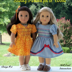 18&quot; American Girl Size PDF Sewing Pattern: SWEEt and SIMPLE SMOCKING /Pattern Fits 18&quot; American Girl ® Dolls