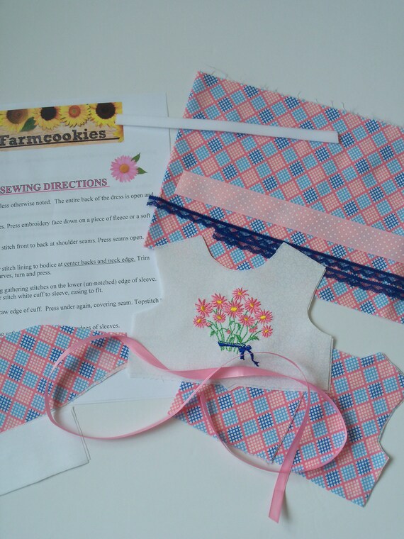 18" Size /COMPLETE SEWING KIT for 18 Inch Doll Clothes / Farmcookies Country Girl Dress Kit / Fits Like American Girl Doll Clothes