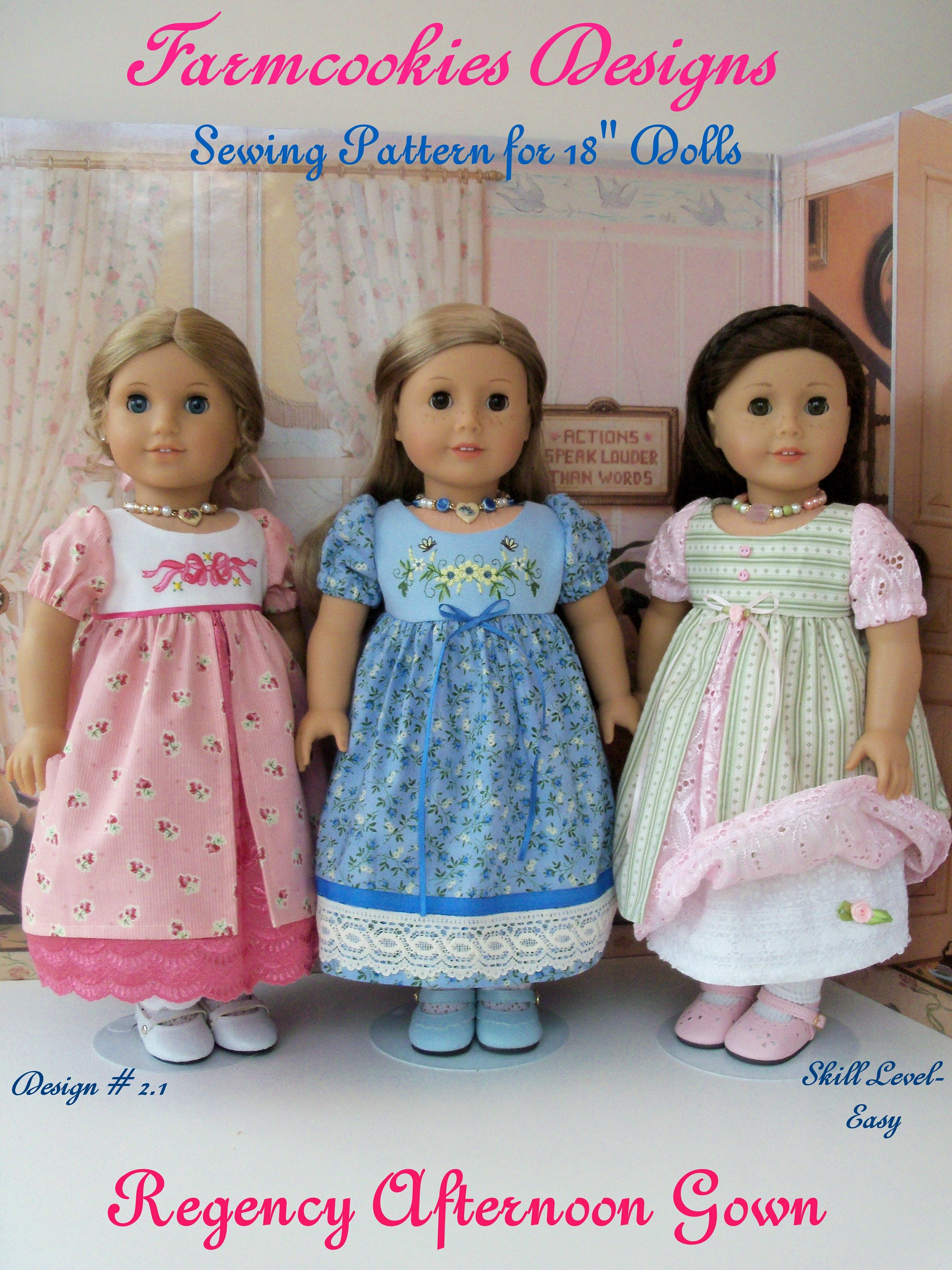 PDF Sewing Pattern Fits American Girl® Doll / Historical Blue Lobelia Gown/  Sewing Pattern for 18 Dolls 