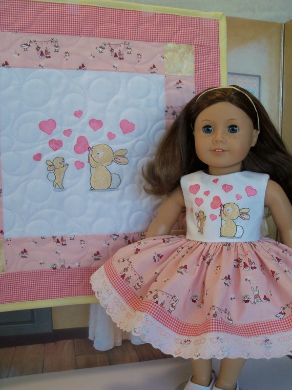 Farmcookies Embroidered Keepsake Heirloom Quilt and Dress for 18" American Girl Doll