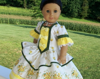 PDF Doll Clothes Sewing Pattern / COLONIAL ROSE Gown & Crinoline Fits 18" Dolls Like American Girl ®