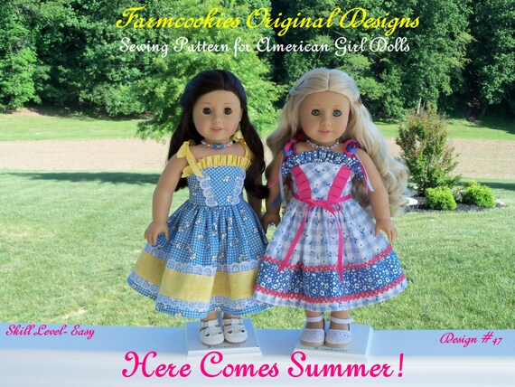PDF SEWING PATTERN for 18 Inch Doll Clothes / Here Comes Summer! / Sundress Fits Like 18" American Girl Doll Clothes Pattern