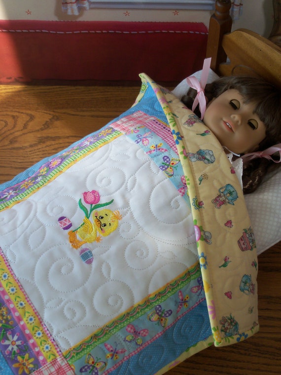 Farmcookies Embroidered Keepsake Heirloom Quilt for 18" American Girl Doll / Like American Girl Doll Clothes and Bedding