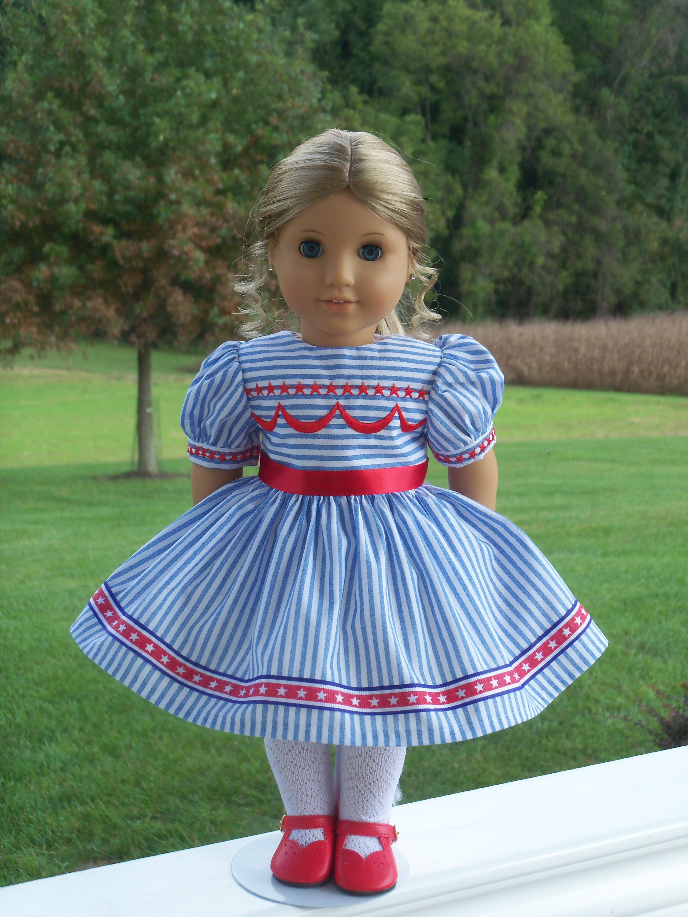 Red White Blue Nautical Dress Fits 18/" American Girl Doll Clothes
