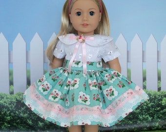SALE! Fits Like American Girl Doll Clothes  / Farmcookies Skirt and Blouse Doll Dress / 18 Inch Doll Clothes for American Girl