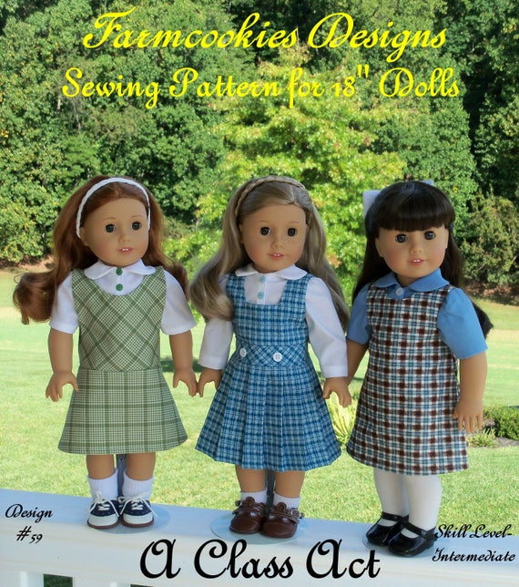 18" Size / PDF Sewing Pattern: A CLASS ACT /School Uniform Pattern fits Like American Girl Doll Clothes Patterns