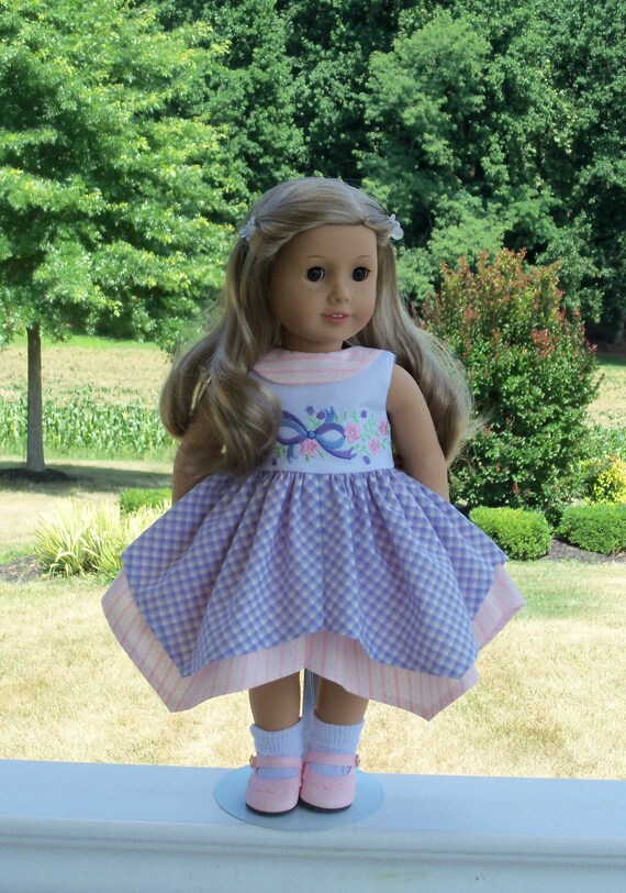 Like American Girl Doll Clothes / Handkerchief Style Embroidered Dress / 18 Inch Doll Clothes by Farmcookies fits American Girl