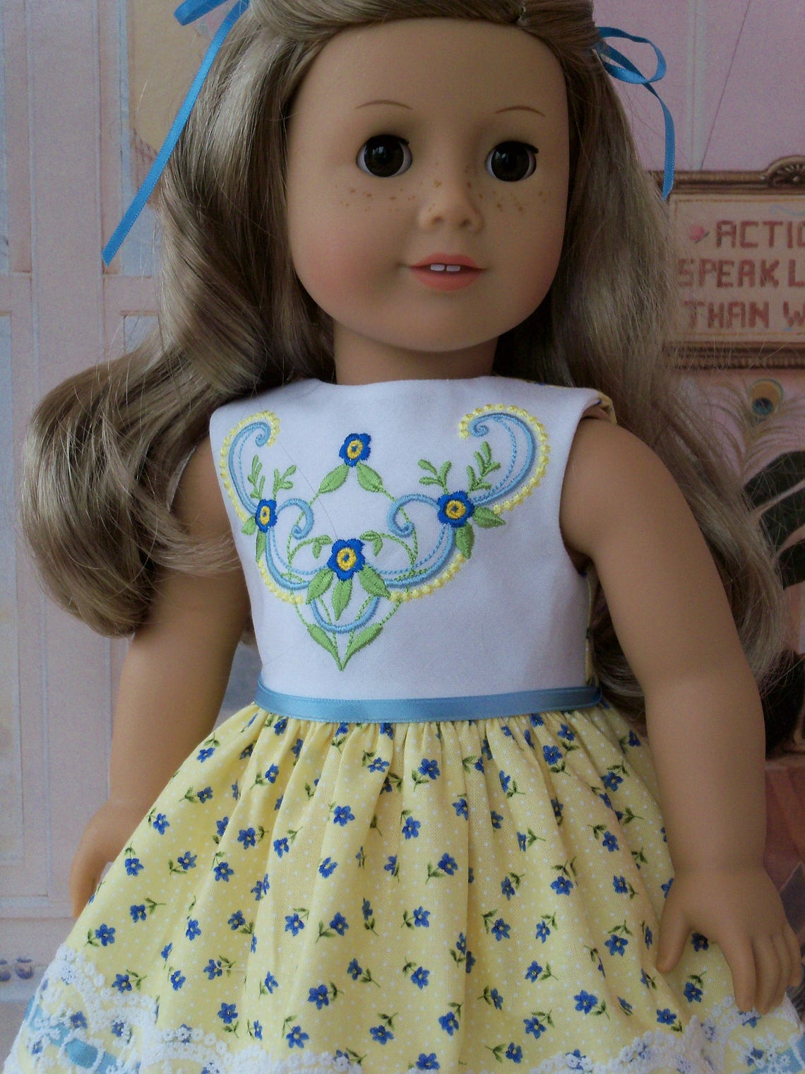 Like American Girl Doll Clothes / Embroidered Spring Dress and Etsy