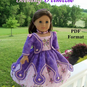 PDF Pattern  / Evening Primrose Gown/  Sewing Pattern Fits American Girl or Other 18&quot; Dolls