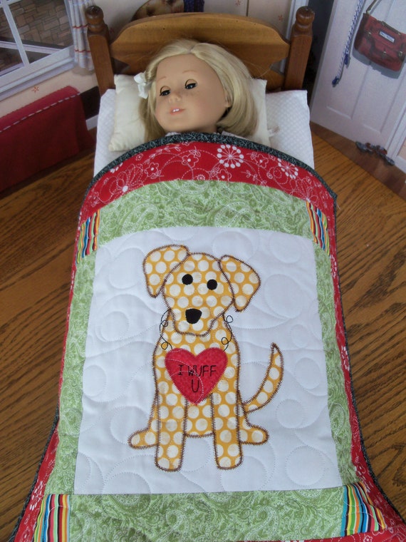 Farmcookies Applique Keepsake Heirloom Quilt for 18" American Girl Doll / Like American Girl Doll Clothes and Bedding