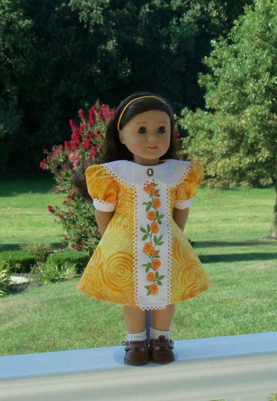Fits Like American Girl Doll Clothes / Farmcookies Embroidered Back to School Dress / 18 Inch Doll Clothes For American Girl