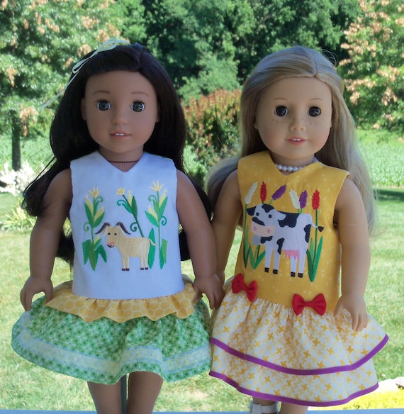 Fits Like American Girl Doll Clothes / Farmcookies 18 Inch Country Girl Doll Dresses / 18 Inch Doll Clothes For American Girl