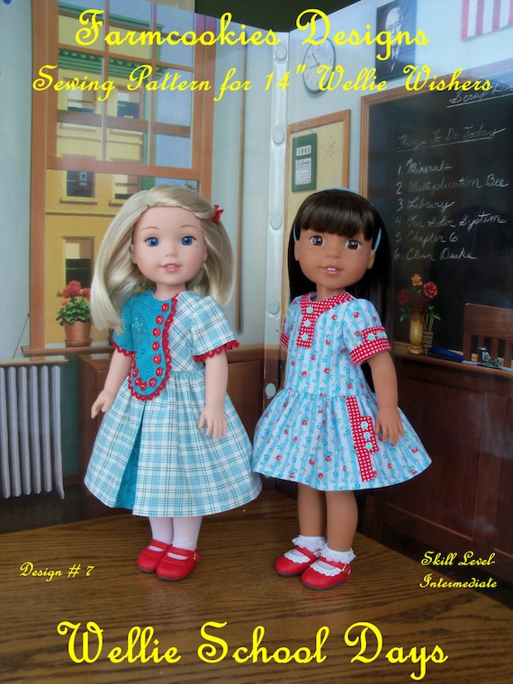 PDF SEWING PATTERN: Wellie School Days / Sewing Pattern Fits American Girl ® Wellie Wishers® or other 14" doll