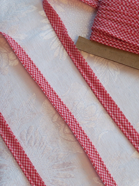 4 Yards 1/2" wide Red Gingham Piping/ Trim for Doll Clothes
