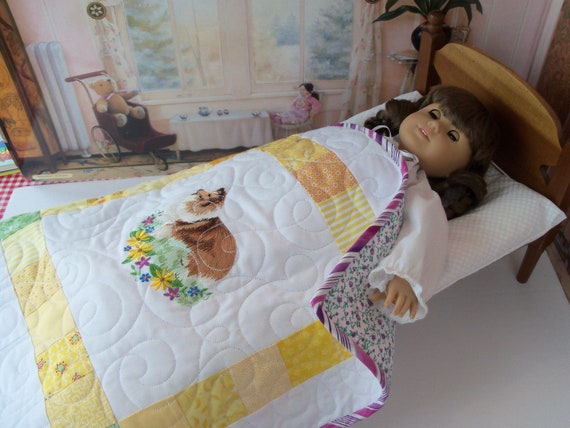 Farmcookies Embroidered Keepsake Heirloom Quilt for 18" American Girl Doll / Like American Girl Doll Clothes and Bedding