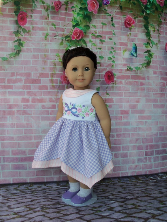 SWEET SALE! Like American Girl Doll Clothes /Handkerchief Style Embroidered Dress 18 Inch Doll Clothes Farmcookies fits American Girl