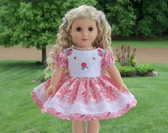 Fits Like American Girl Doll Clothes / Farmcookies Embroidered Doll Dress  / 18" Dress For American Girl Doll