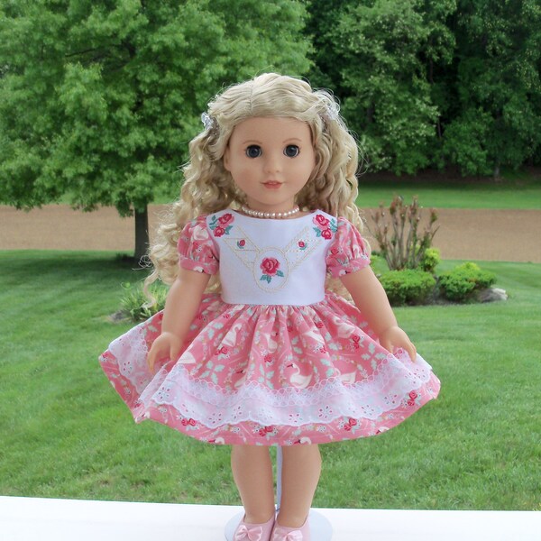 Fits Like American Girl Doll Clothes / Farmcookies Embroidered Doll Dress  / 18" Dress For American Girl Doll