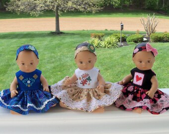 Farmcookies 8" Doll Clothes and Headbands for American Girl Little Bitty Baby Doll