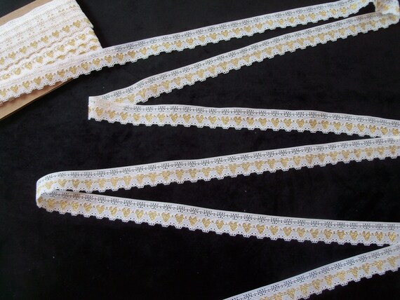 Doll Clothes Lace / 4 Yards Beautiful Gold and White Scalloped Metallic Lace / Sewing for 18" American Girl Doll Clothes