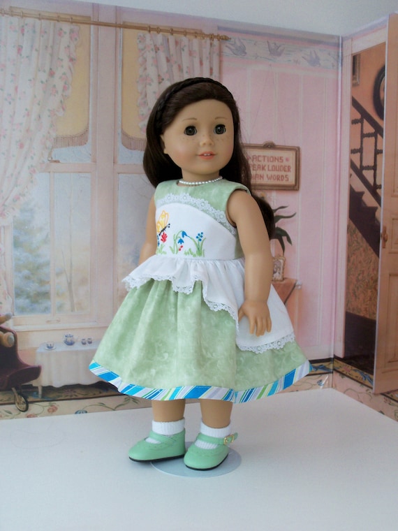 Fits Like 18 Inch American Girl DOLL CLOTHES / Embroidered Dress with Floating Peplum and Shoes for 18" Dolls