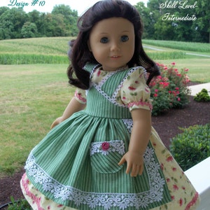 PRINTED / Historical APRON GOWN / Sewing Pattern Fits American Girl®  or Other 18" Doll