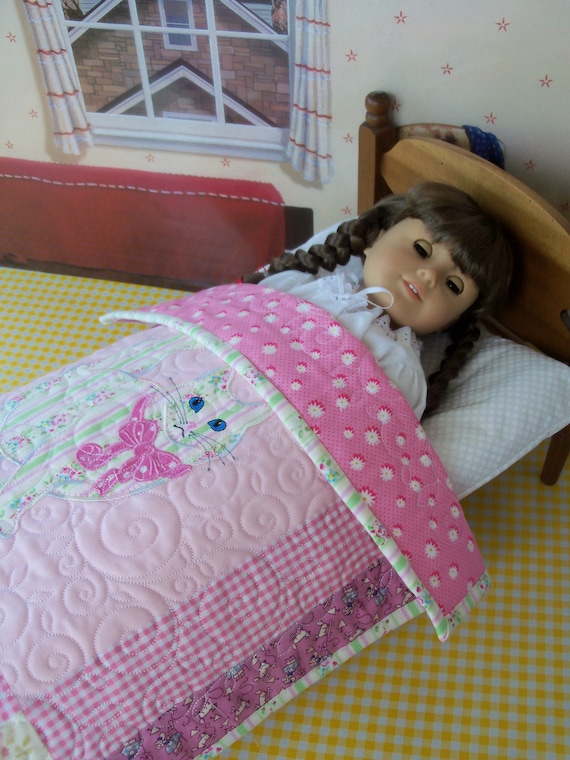 Applique and Embroidered Keepsake Heirloom Quilt for 18" American Girl Doll / 18 Inch Doll Clothes and Bedding