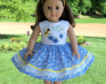 Fits Like American Girl Doll Clothes / Farmcookies Summer Doll Dress  / 18" Dress For American Girl Doll