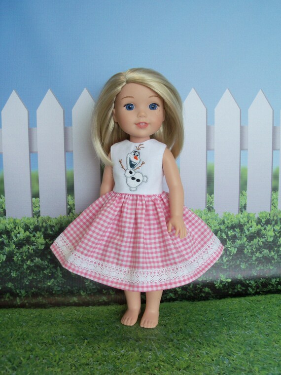 WELLIE WISHER SIZE /Fits Like American Girl Doll Clothes / Farmcookies 14 inch Wellie Wisher Holiday Dress / 14 Inch Doll Clothes
