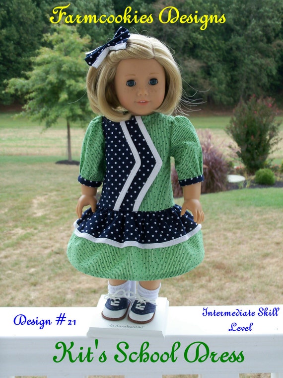 PRINTED Pattern / Kit's School Dress/ Sewing Pattern Fits American Girl® or other 18" Dolls