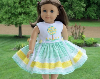 Fits Like American Girl Doll Clothes / Farmcookies Summer Doll Dress  / 18" Dress For American Girl Doll