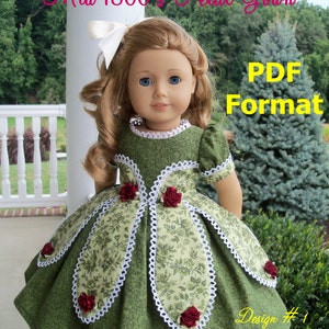 18&quot; Size /PDF SEWING PATTERN  / Instant Download Historical Petal Gown  Pattern by Farmcookies /Like American Girl doll Clothes Pattern