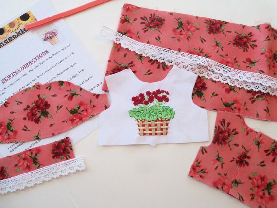 18" Size /COMPLETE SEWING KIT for 18 Inch Doll Clothes / Farmcookies Embroidered Doll Dress Kit / Fits Like American Girl Doll Clothes