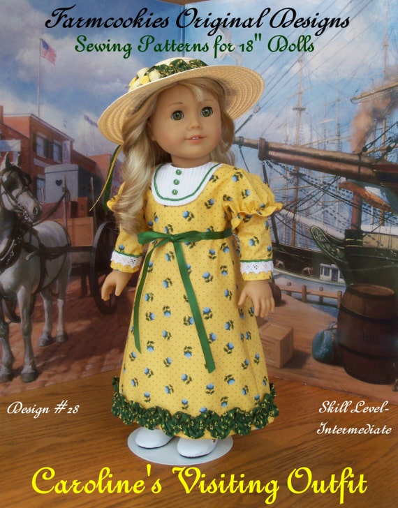 PDF Sewing Pattern / Caroline's Visiting Gown / Farmcookies Sewing Pattern for 18" American Girl Dolls