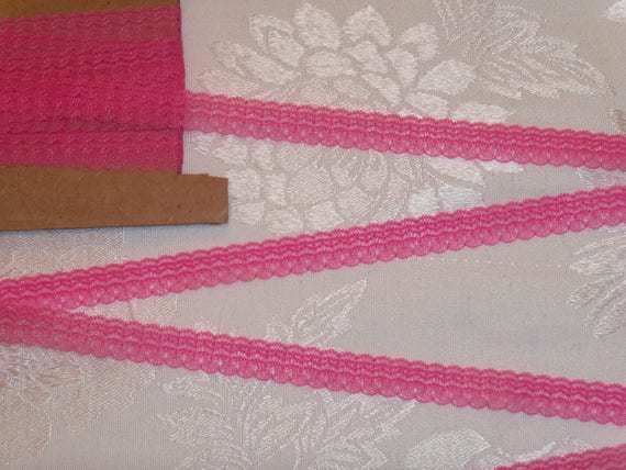 4 Yards Delicate Rose Pink Lace Trim with Tiny Scallops for Doll Clothes / Farmcookies Narrow Lace and Narrow Trim
