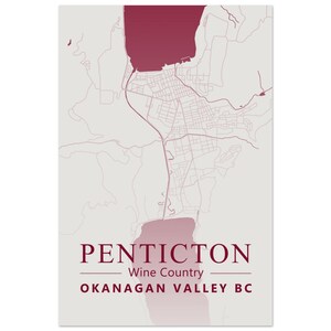 Penticton BC Map Print | Wine Country Wall Art | Okanagan Valley Poster | Minimalist City Decor