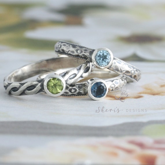 Etsy silver hotsell stacking rings